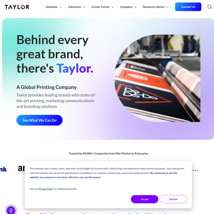taylor.com homepage screenshot