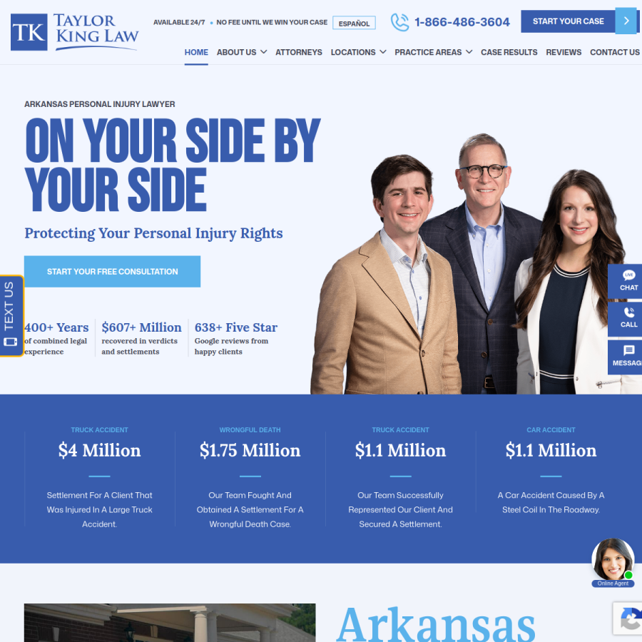 taylorkinglaw.com homepage screenshot