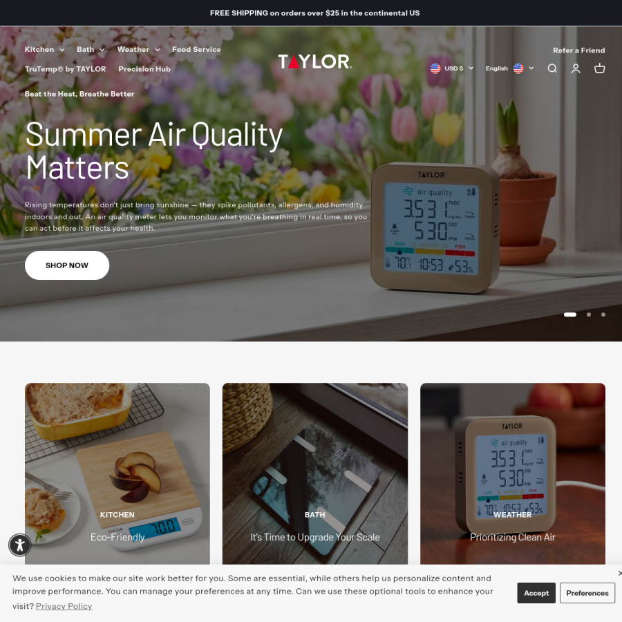 taylorusa.com homepage screenshot