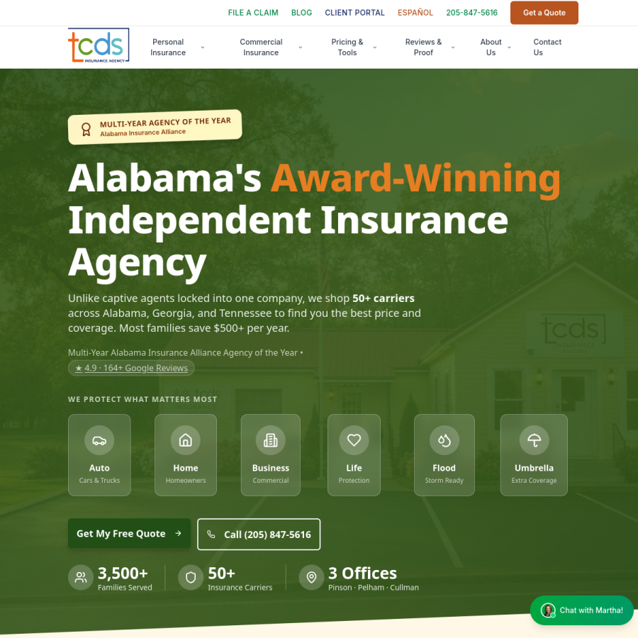 tcdsagency.com homepage screenshot