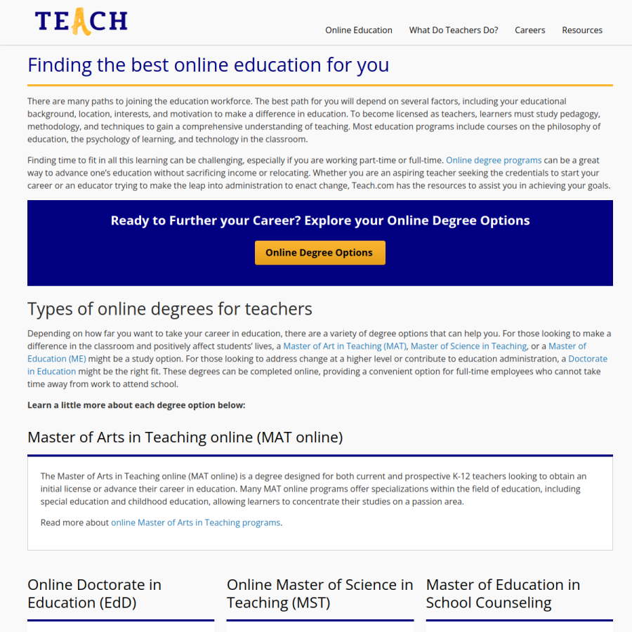 teach.com homepage screenshot