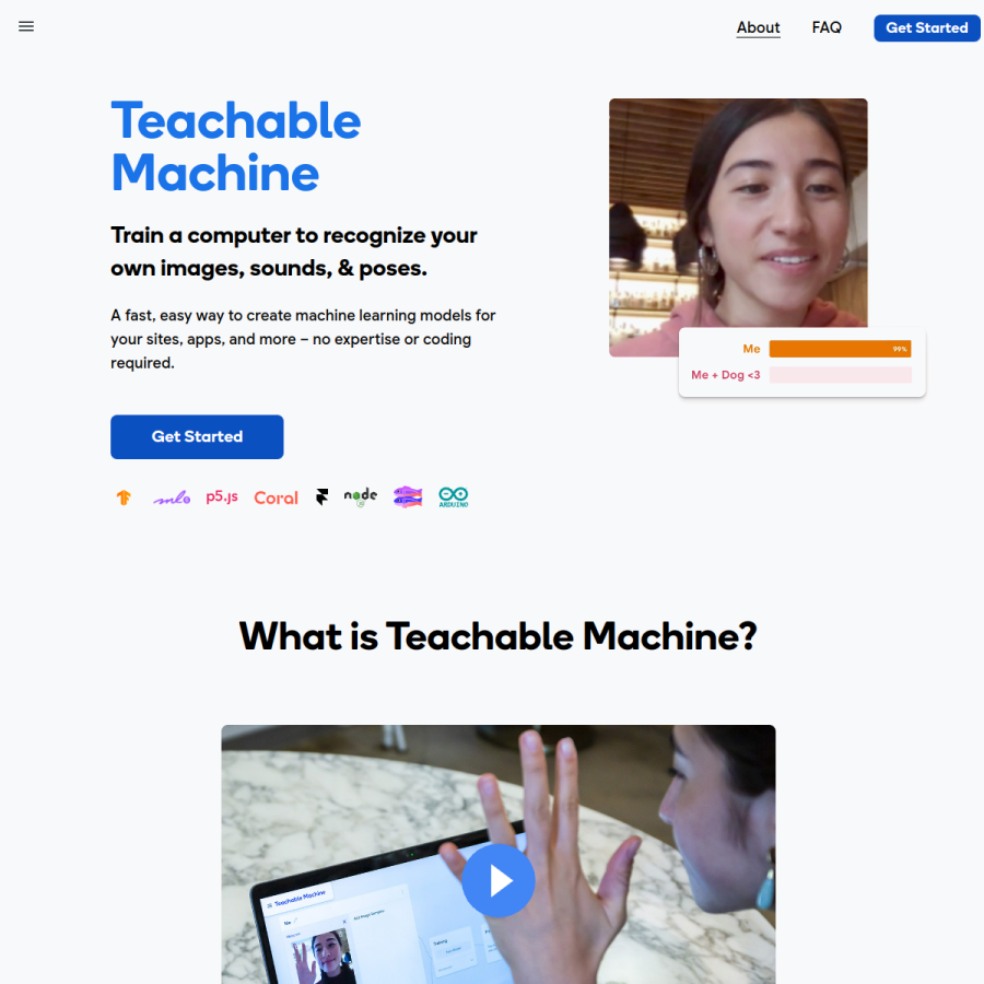 teachablemachine.withgoogle.com homepage screenshot