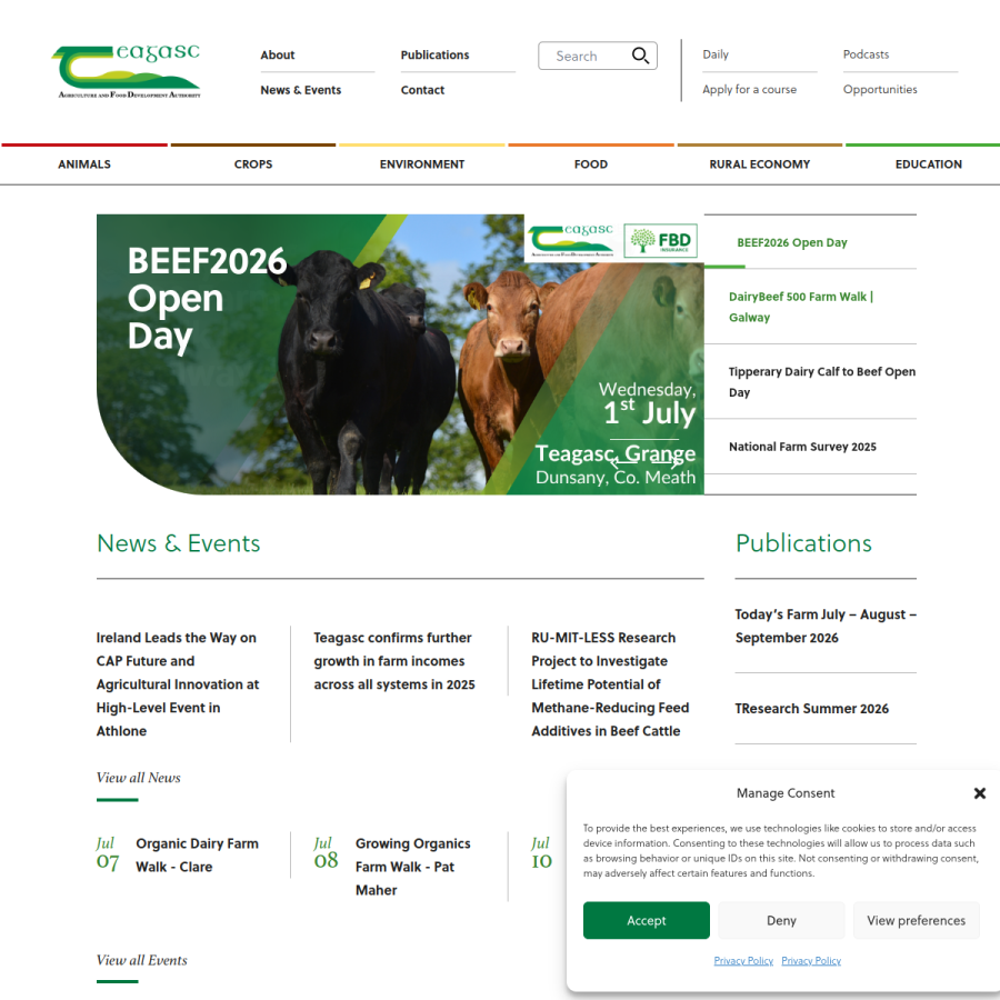 teagasc.ie homepage screenshot