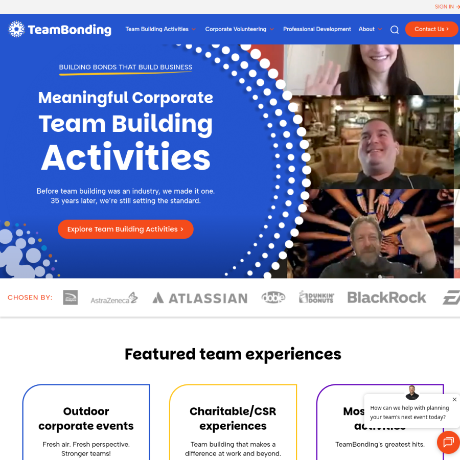 teambonding.com homepage screenshot