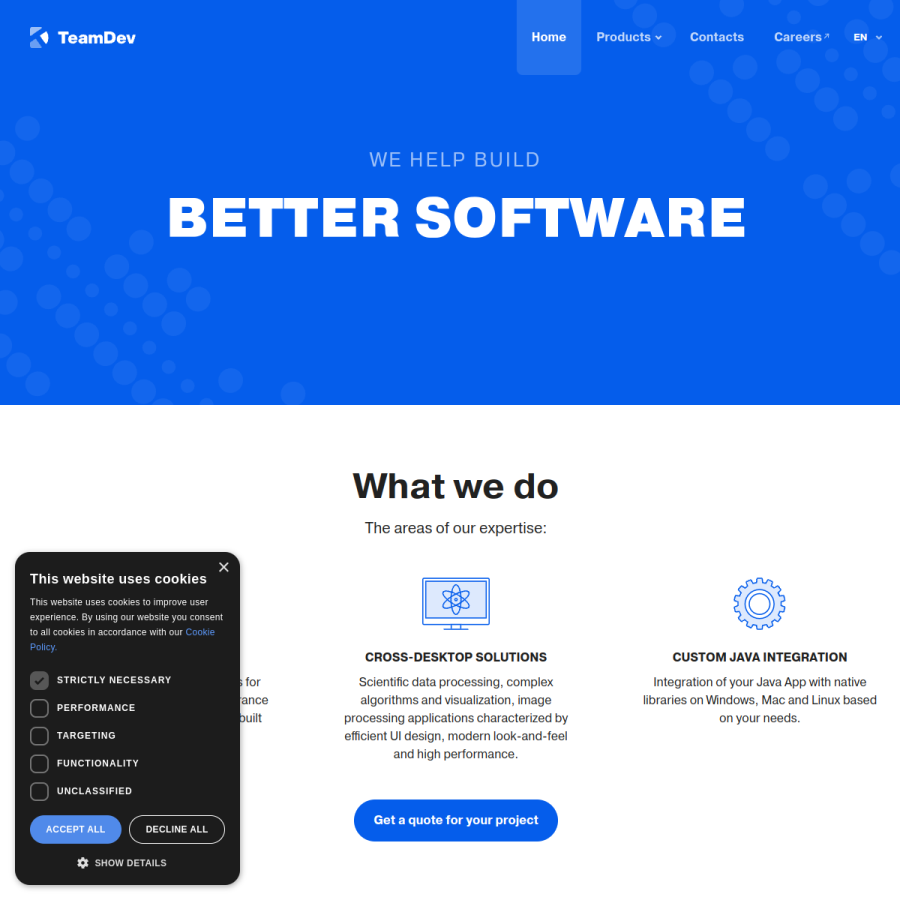 teamdev.com homepage screenshot