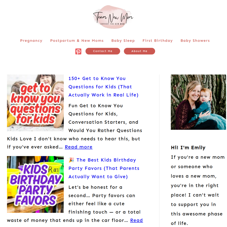 teamnewmom.com homepage screenshot