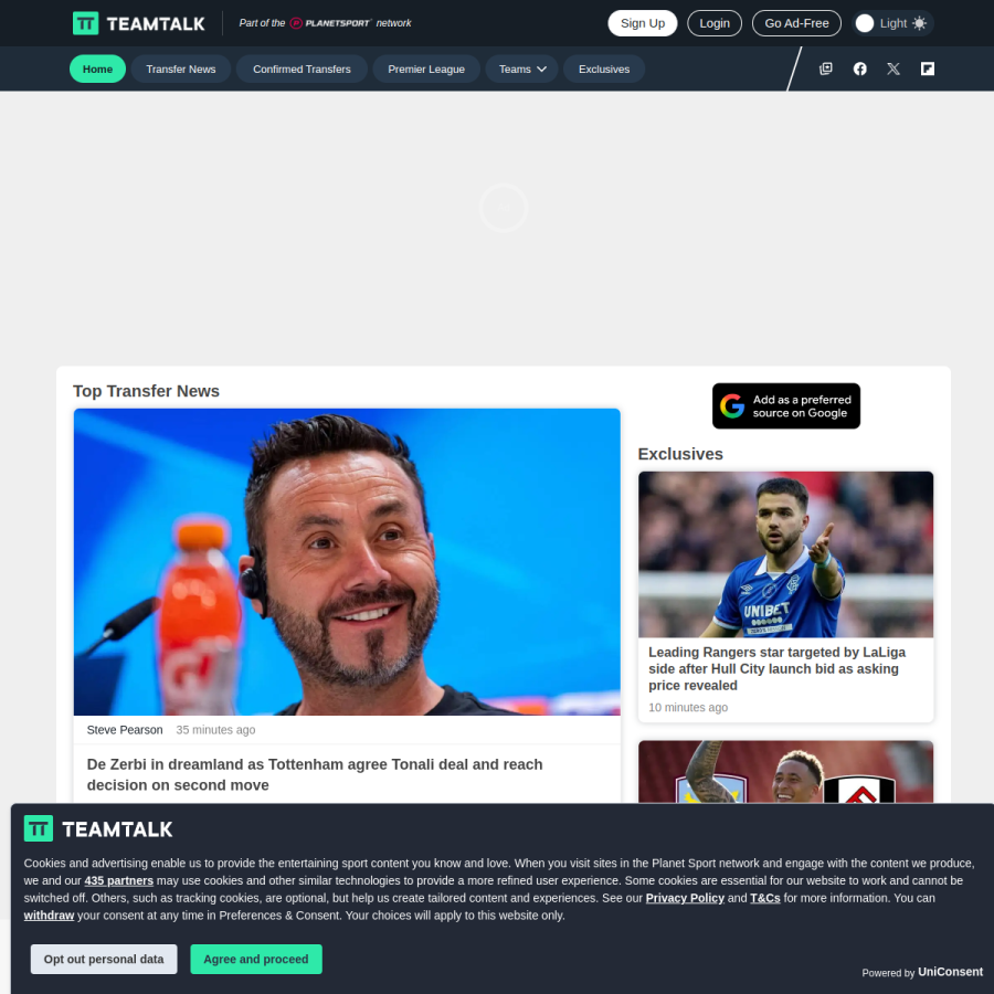 teamtalk.com homepage screenshot