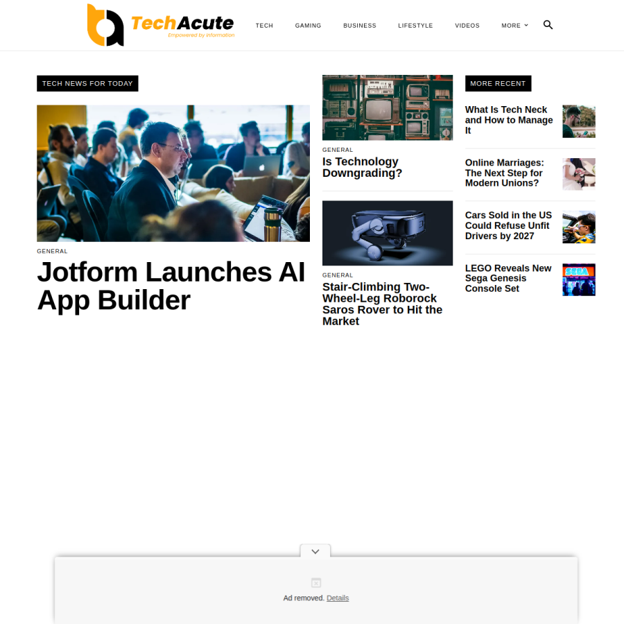 techacute.com homepage screenshot