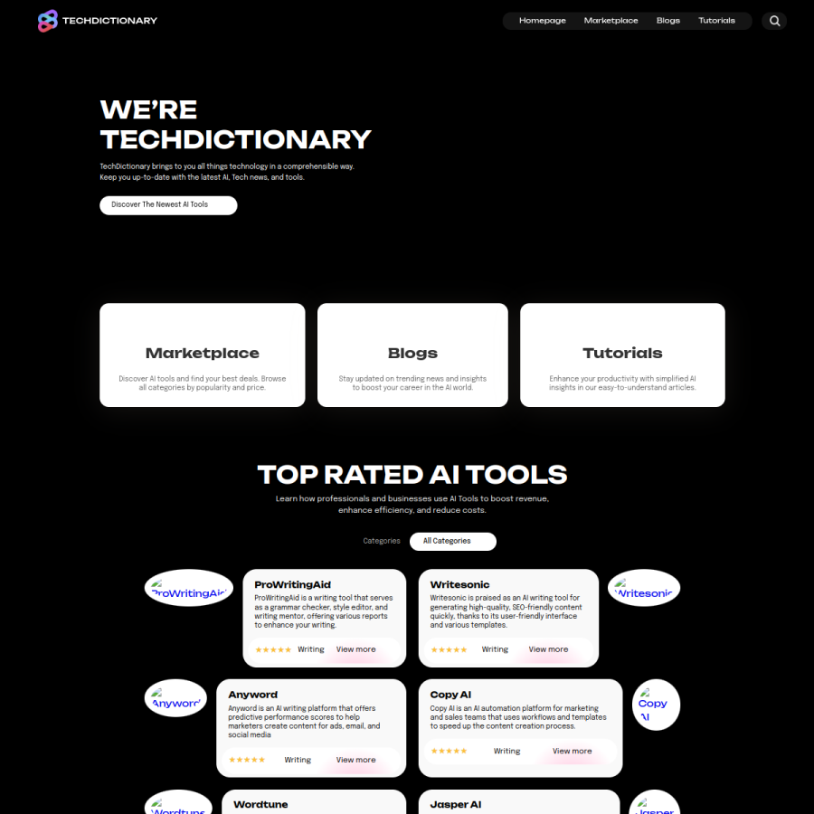 techdictionary.io homepage screenshot