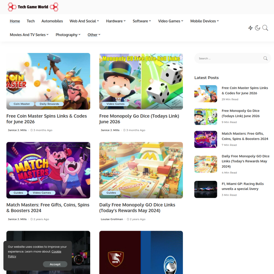 techgameworld.com homepage screenshot