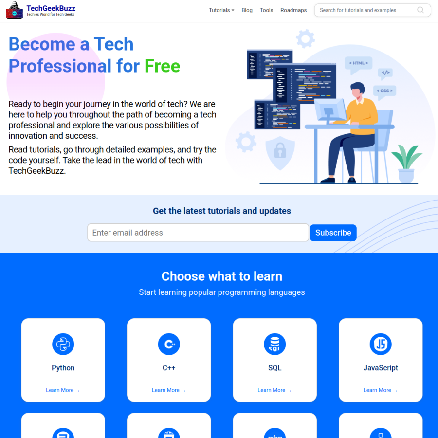 techgeekbuzz.com homepage screenshot
