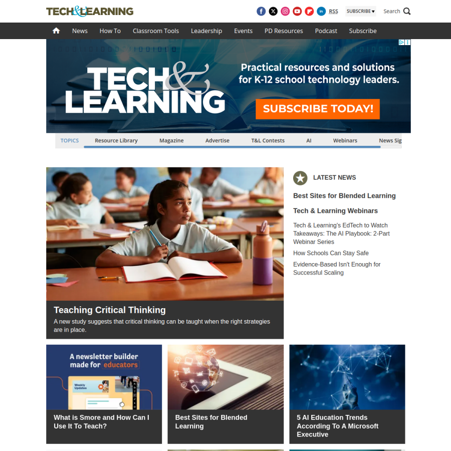 techlearning.com homepage screenshot