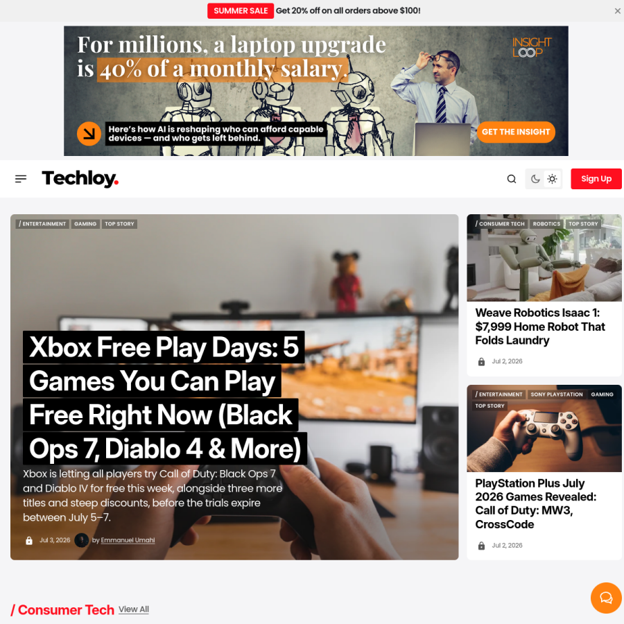 techloy.com homepage screenshot