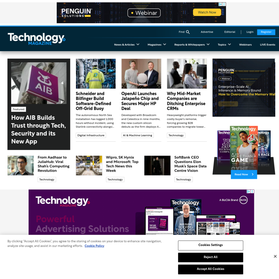 technologymagazine.com homepage screenshot
