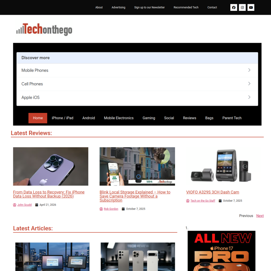 techonthego.co.uk homepage screenshot