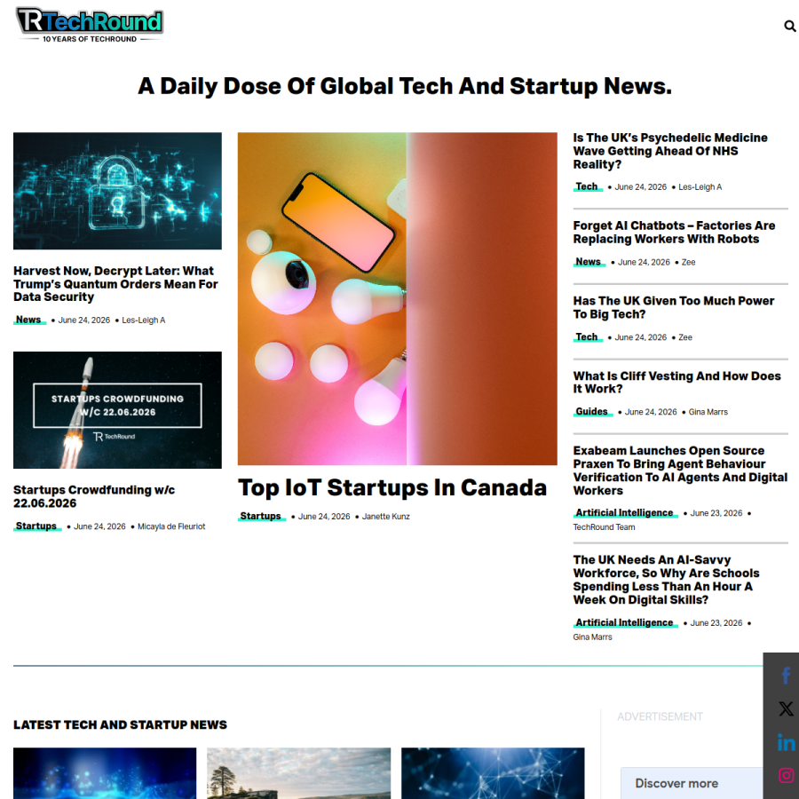 techround.co.uk homepage screenshot
