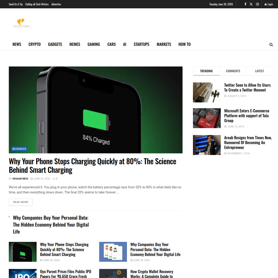 techstory.in homepage screenshot