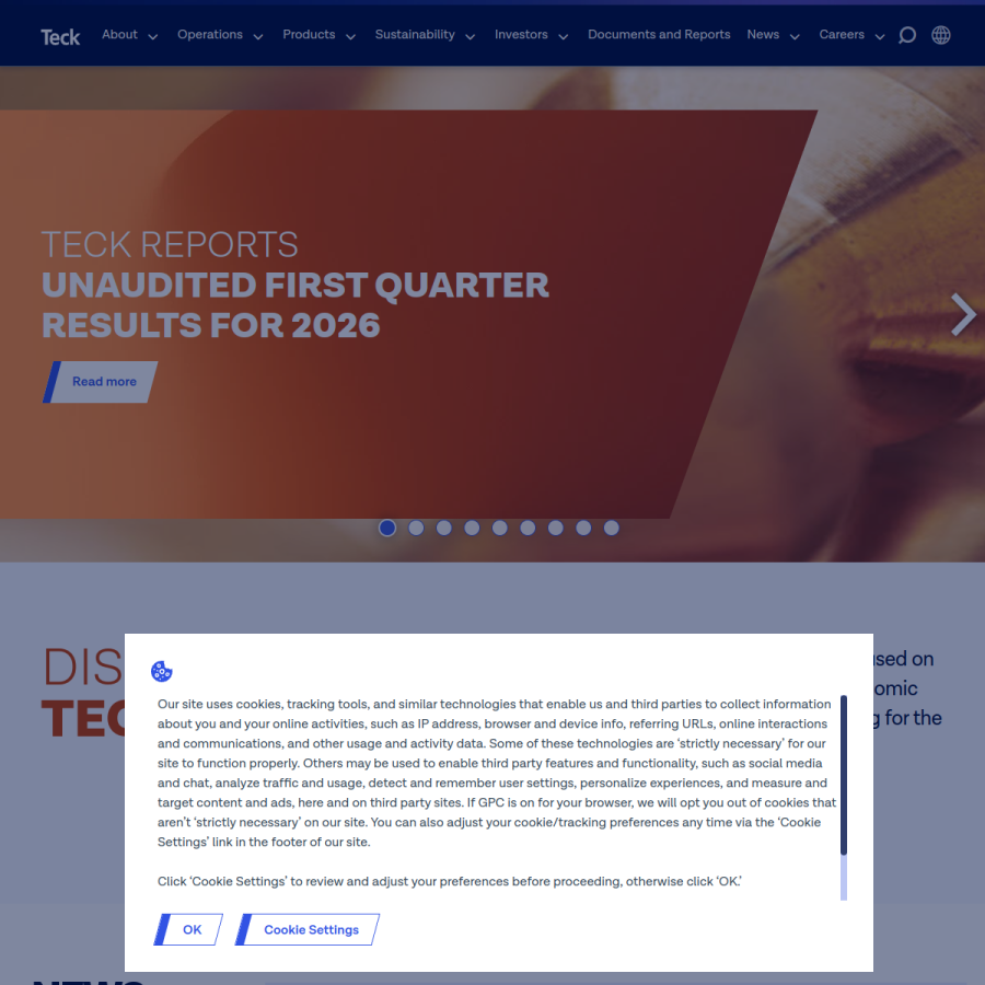 teck.com homepage screenshot