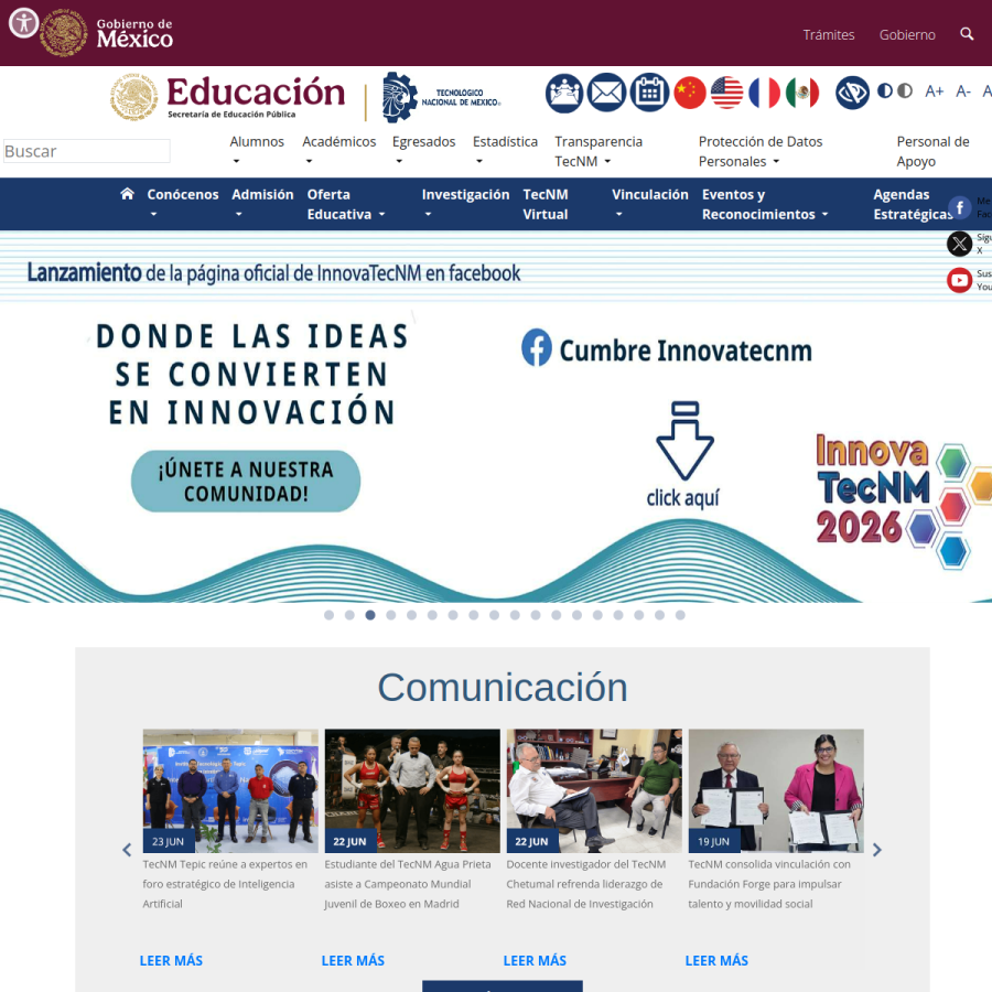 tecnm.mx homepage screenshot