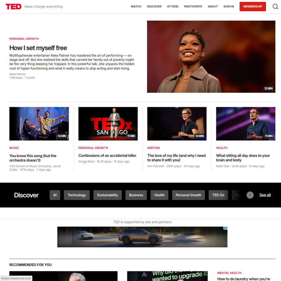 ted.com homepage screenshot