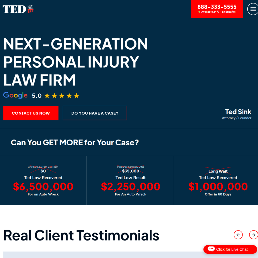 tedlaw.com homepage screenshot