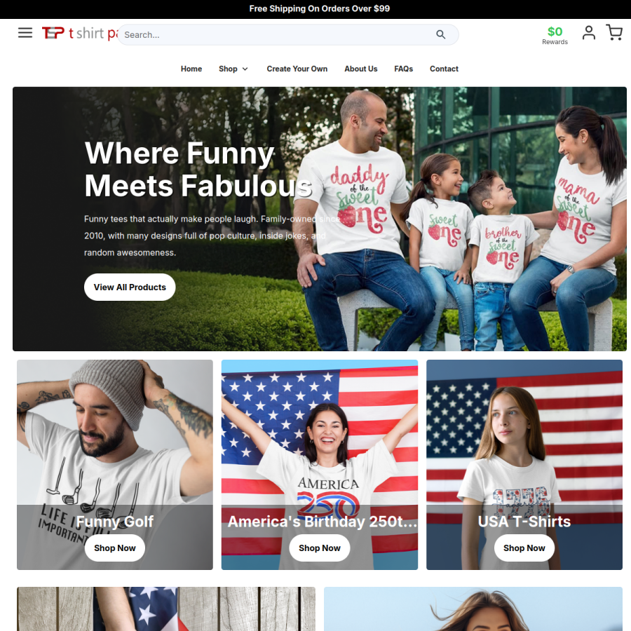 teeshirtpalace.com homepage screenshot