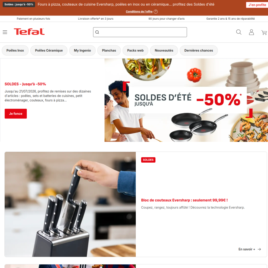 tefal.fr homepage screenshot