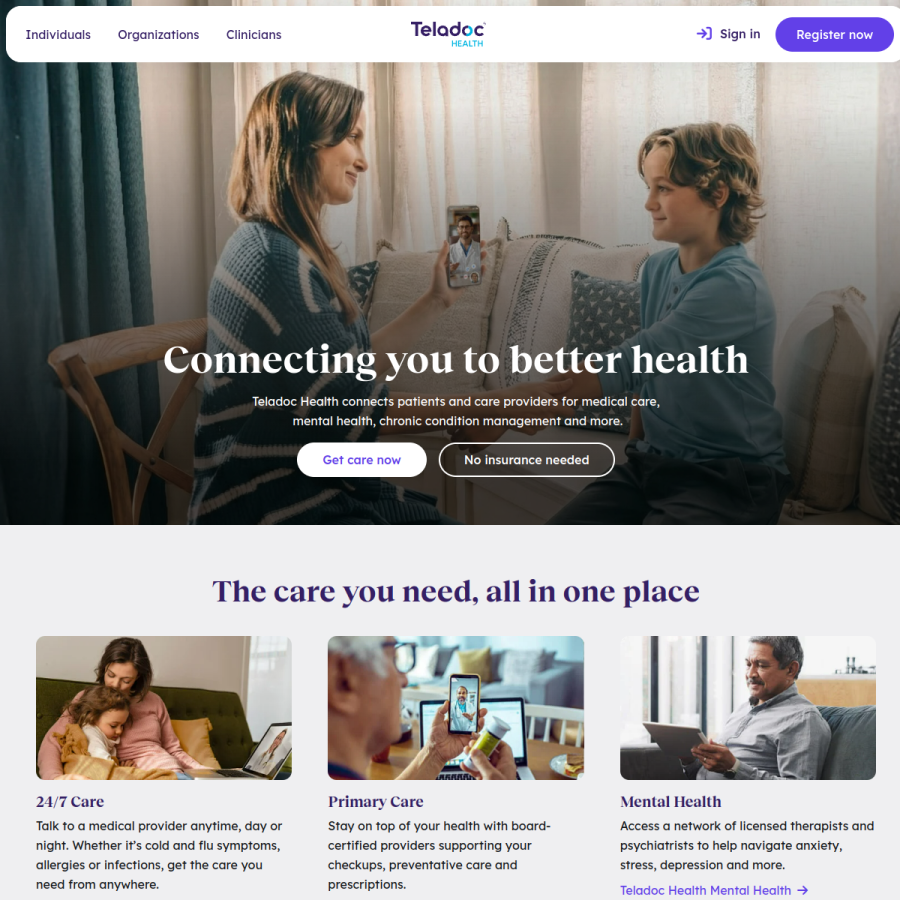 teladoc.com homepage screenshot