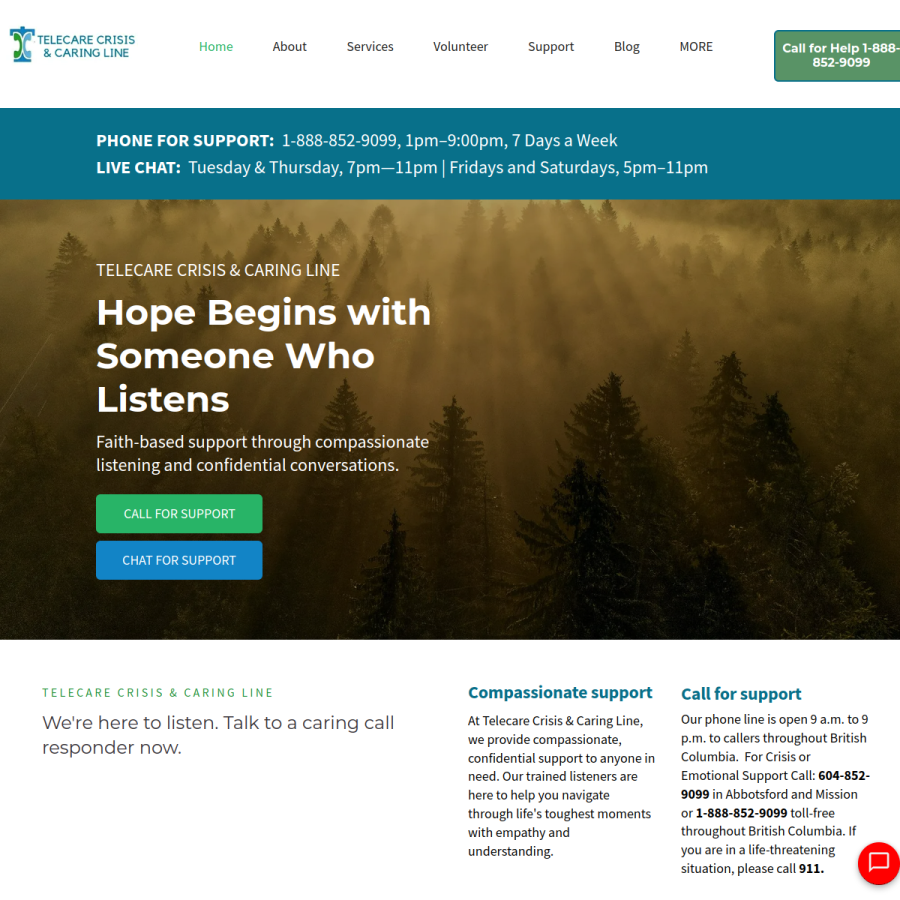 telecarebc.com homepage screenshot