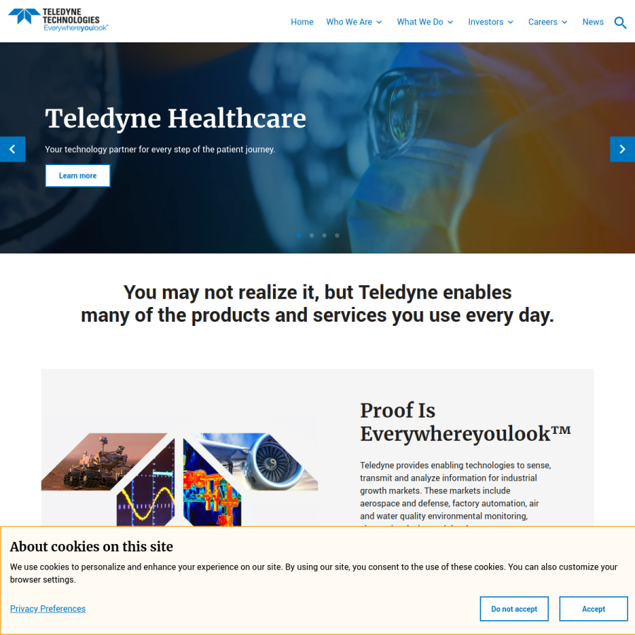 teledyne.com homepage screenshot