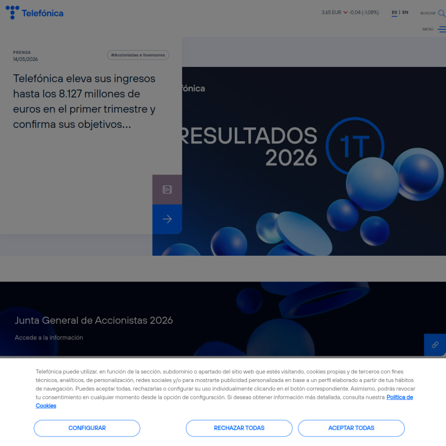 telefonica.com homepage screenshot