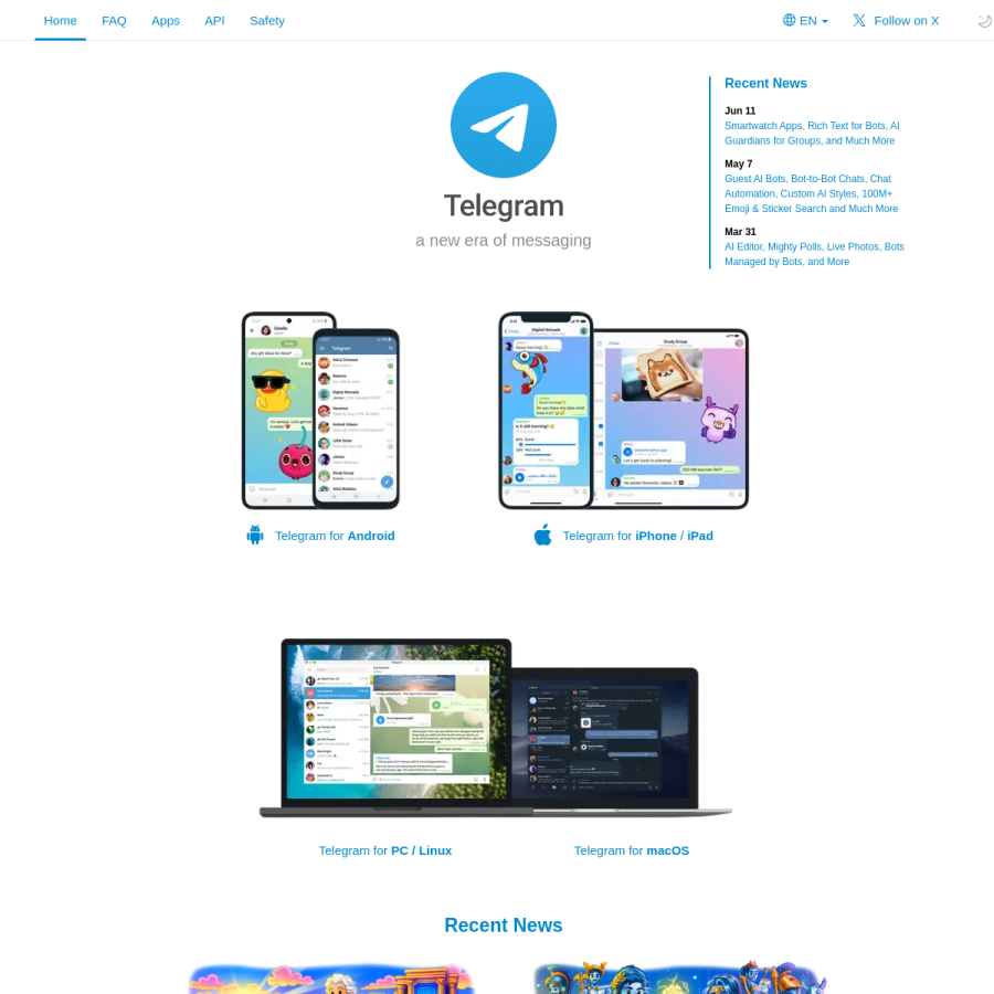 telegram.me homepage screenshot