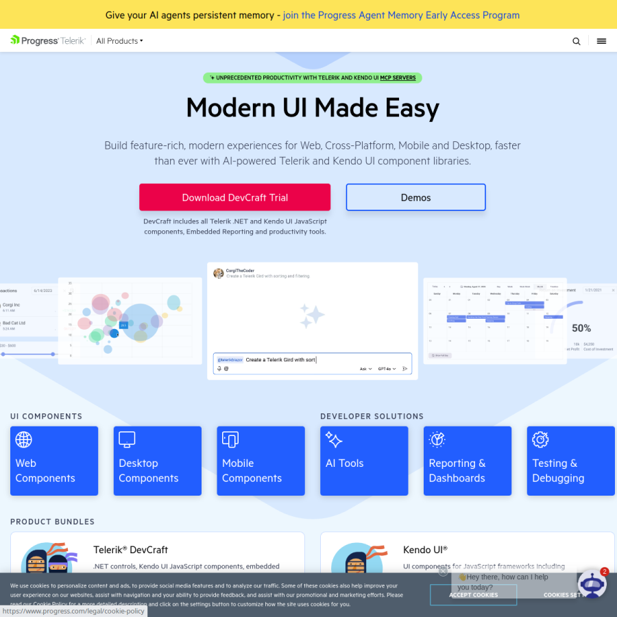 telerik.com homepage screenshot