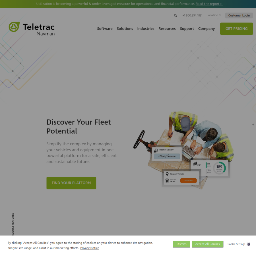 teletracnavman.com homepage screenshot