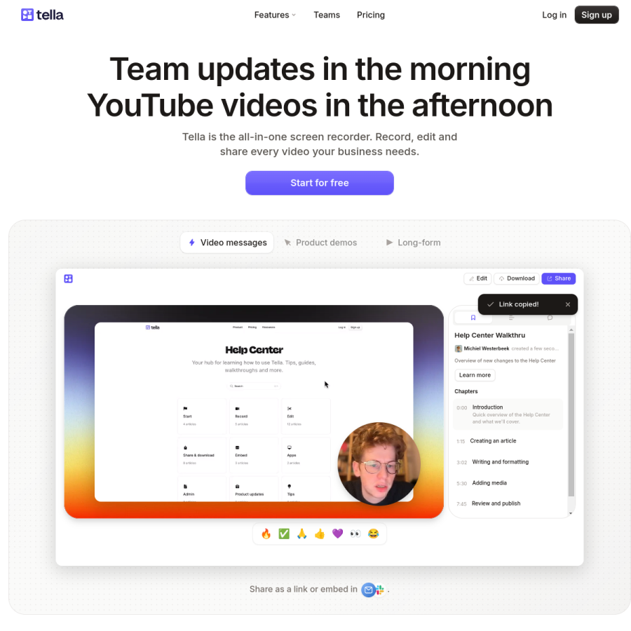 tella.tv homepage screenshot