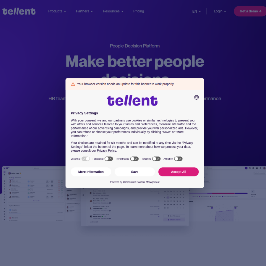 tellent.com homepage screenshot