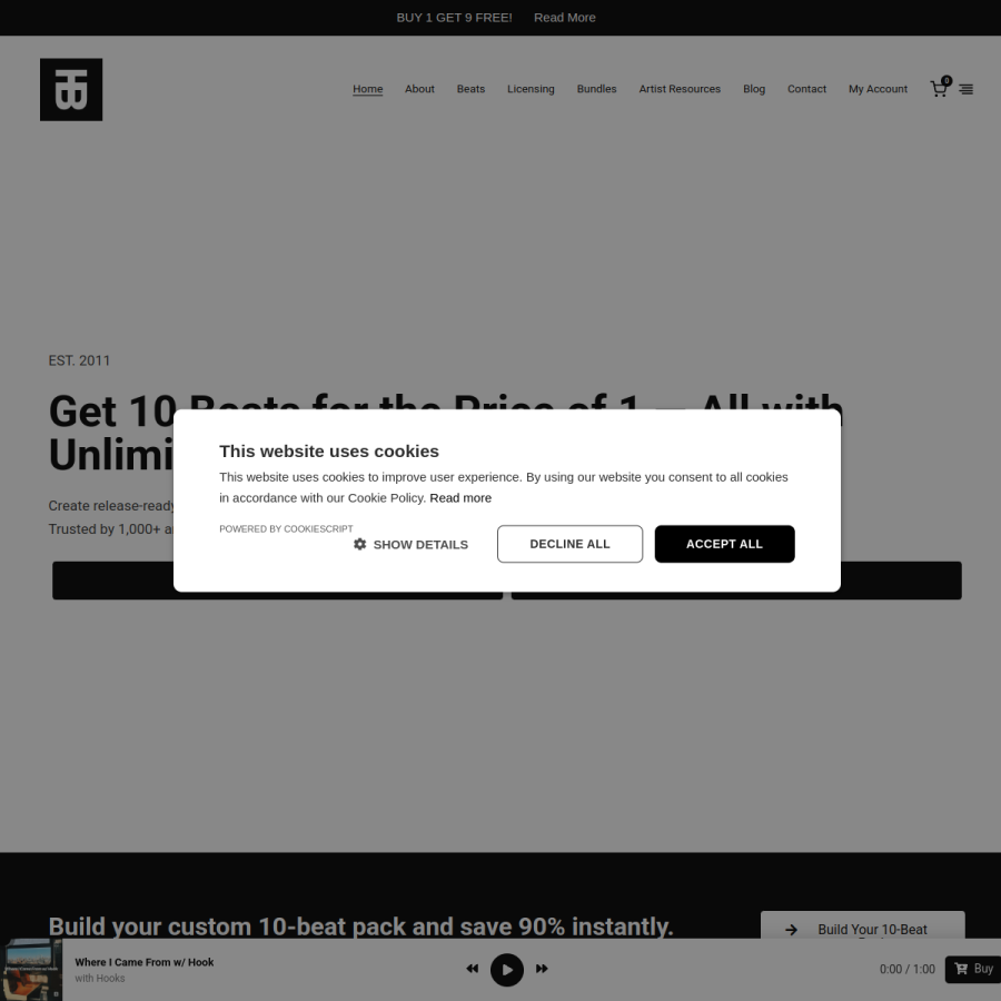 tellingbeatzz.com homepage screenshot