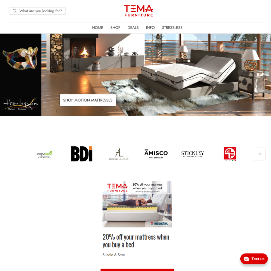 temafurniture.com homepage screenshot