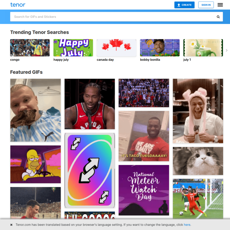 tenor.com homepage screenshot