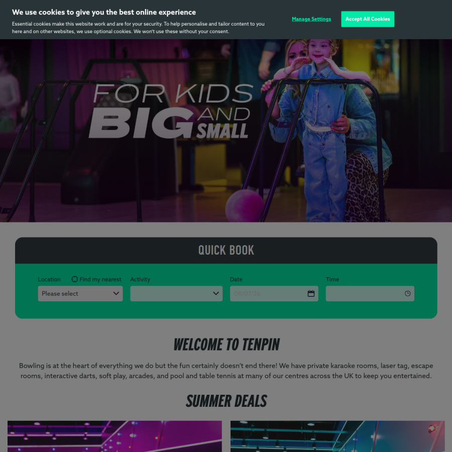tenpin.co.uk homepage screenshot