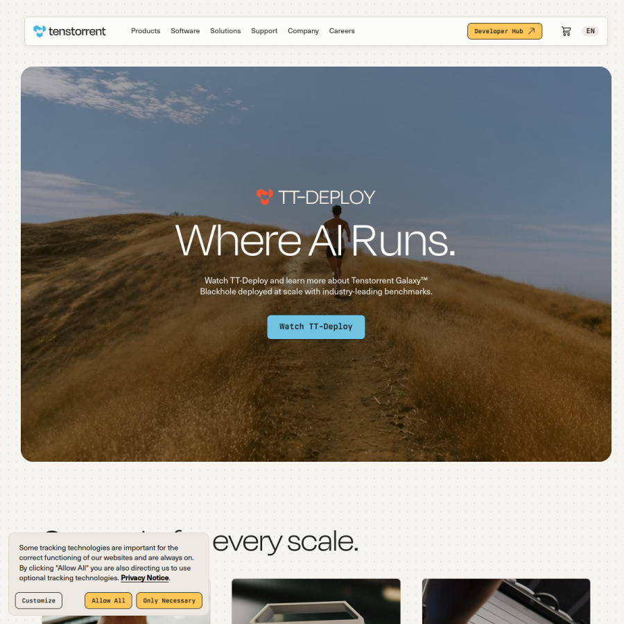tenstorrent.com homepage screenshot