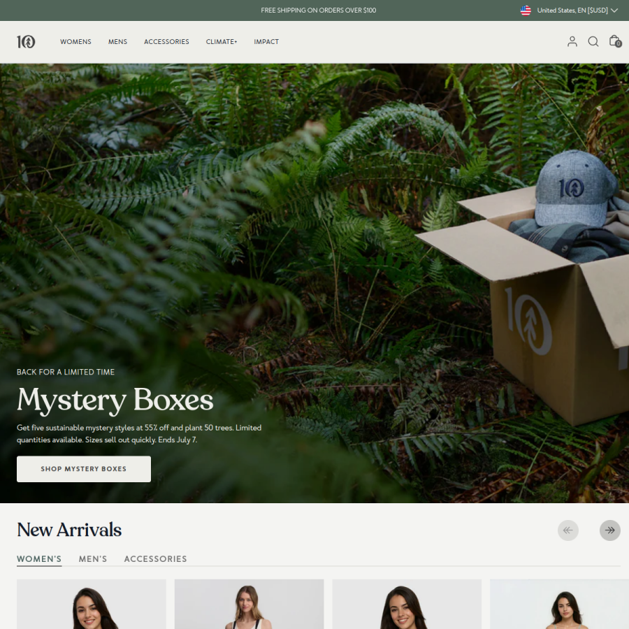 tentree.com homepage screenshot