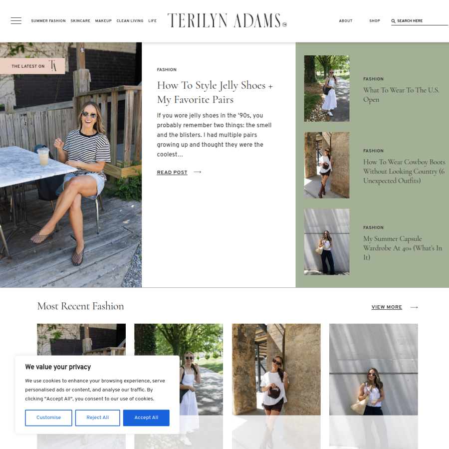 terilynadams.com homepage screenshot