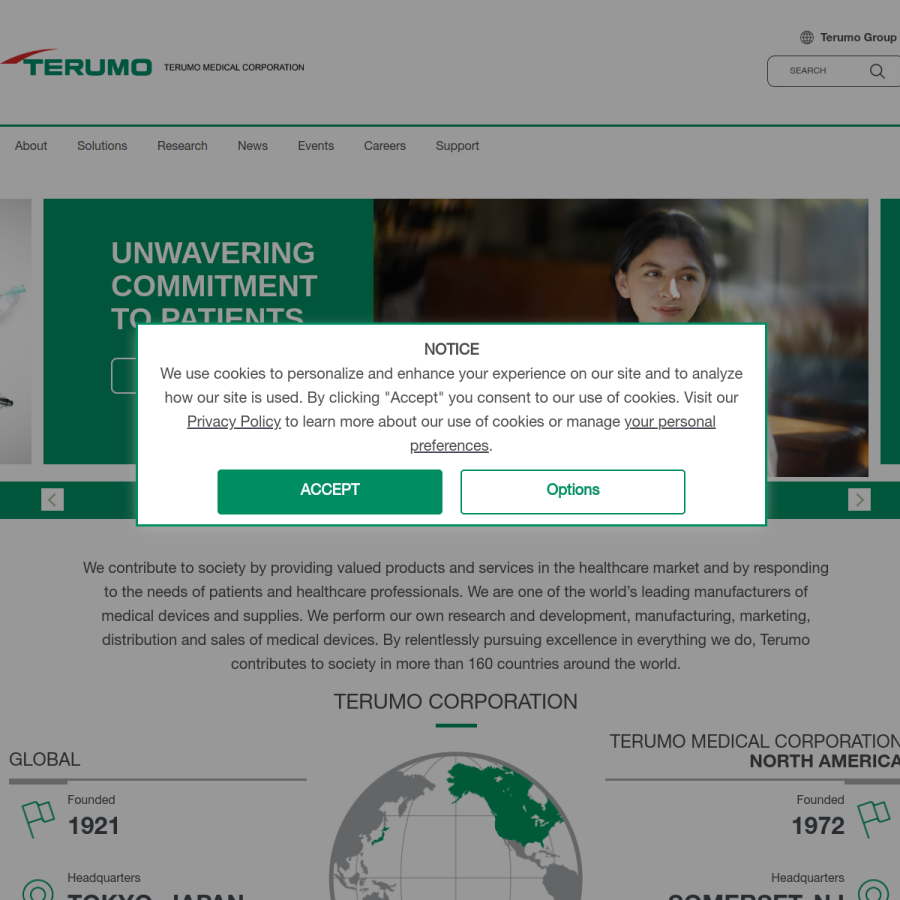 terumomedical.com homepage screenshot