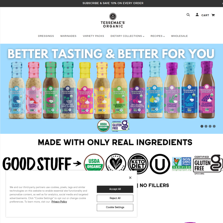 tessemaes.com homepage screenshot