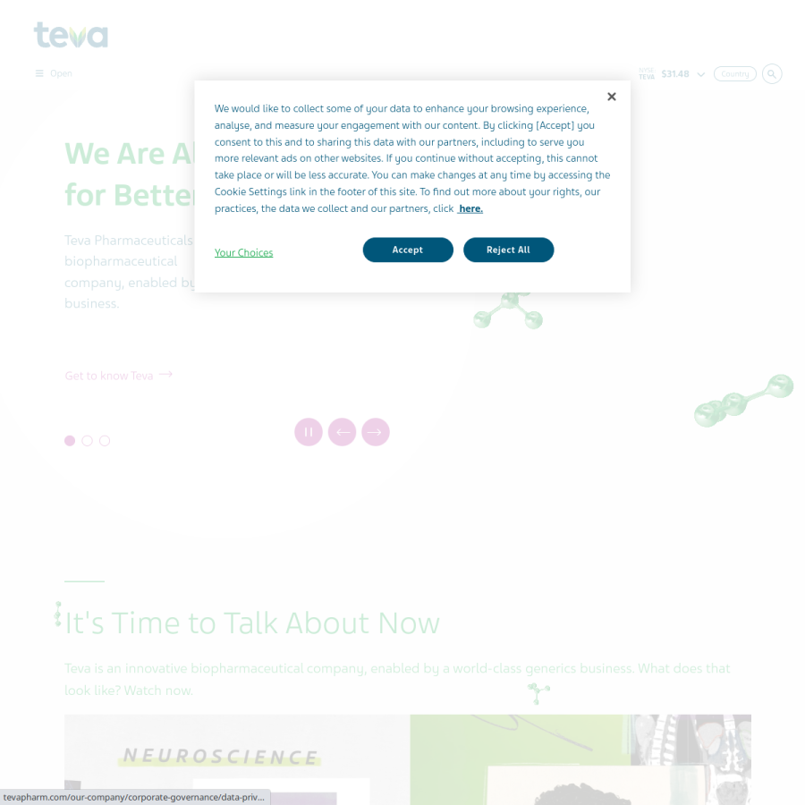 tevapharm.com homepage screenshot