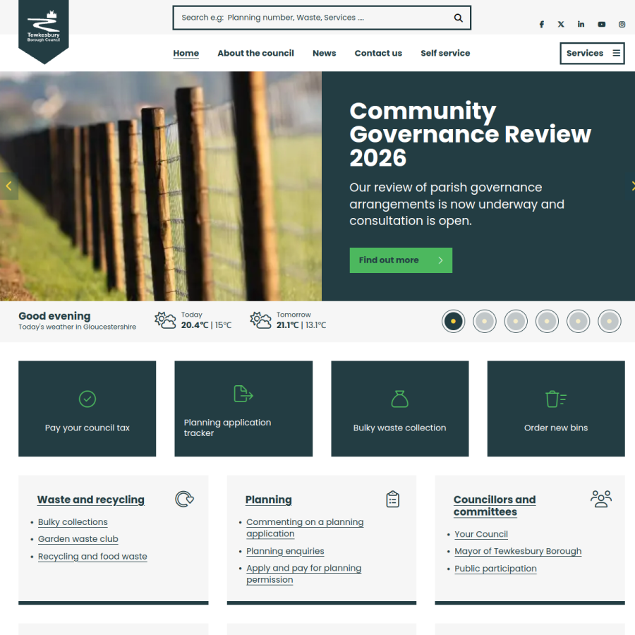 tewkesbury.gov.uk homepage screenshot