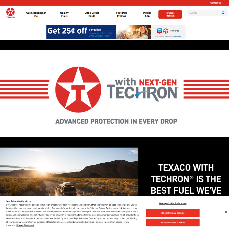 texaco.com homepage screenshot