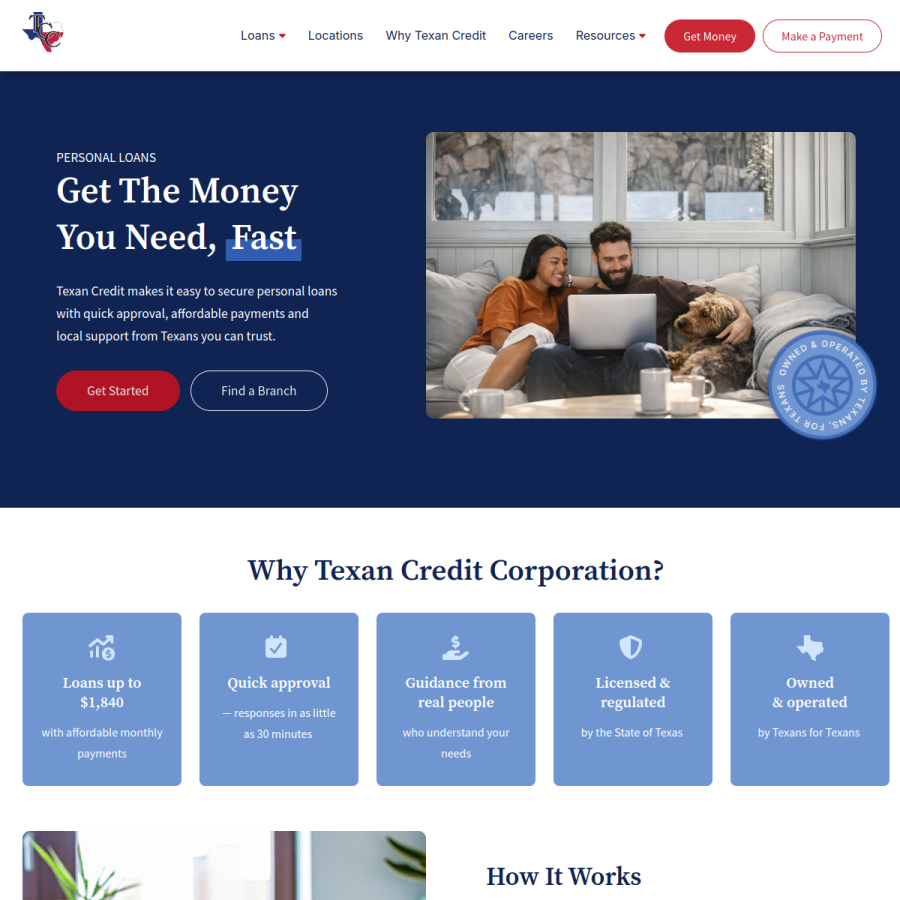 texancredit.com homepage screenshot