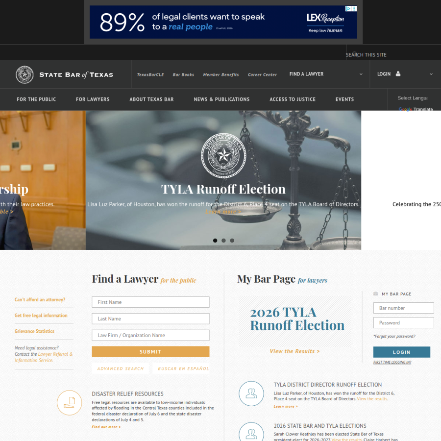texasbar.com homepage screenshot